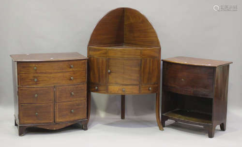 A George III mahogany corner washstand with galleried back a...