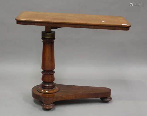 A late Victorian mahogany adjustable reading table, height 7...
