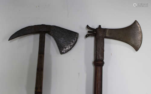 A rare late 19th century hunting axe/Bowie knife combination...