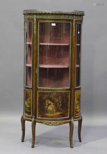 An early 20th kingwood and gilt metal mounted vitrine, the m...