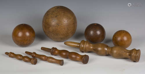 A large 19th century turned fruitwood bilboquet (cup-and-bal...