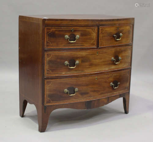 A Victorian mahogany bowfront chest, crossbanded in satinwoo...