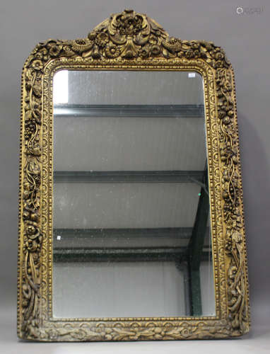 A mid-19th century carved giltwood and gesso framed pier mir...