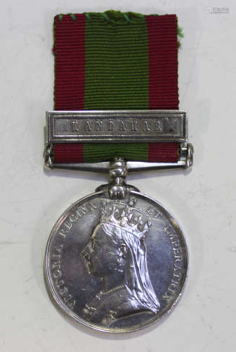 An Afghanistan War Medal 1878-80 with bar 'Kandahar' to '250...