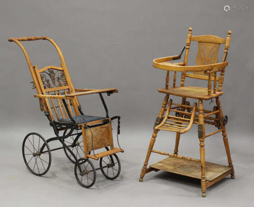 A Victorian metamorphic child's highchair, together with a V...