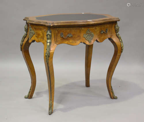 A late 20th century French walnut and gilt metal mounted cen...