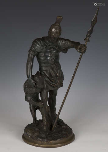 A 20th century dark brown patinated cast bronze figure of a ...