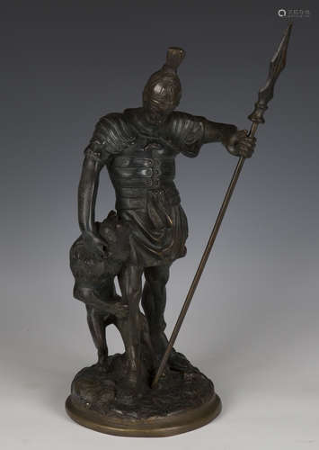 A 20th century dark brown patinated cast bronze figure of a ...