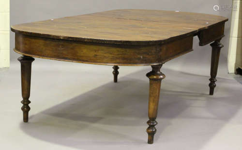 A 20th century Continental stained pine dining table, on tur...