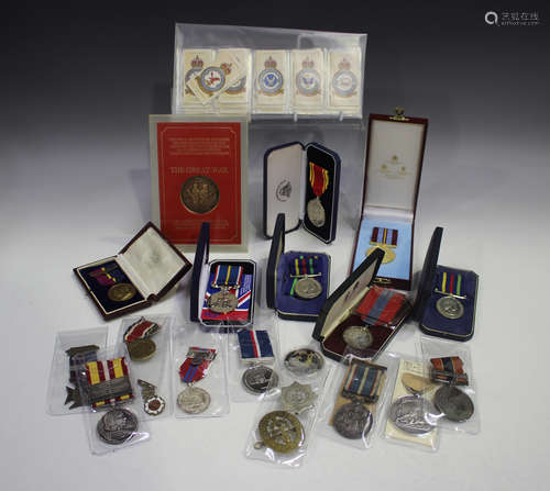 A quantity of medals and awards, including an R.S.P.C.A. bro...