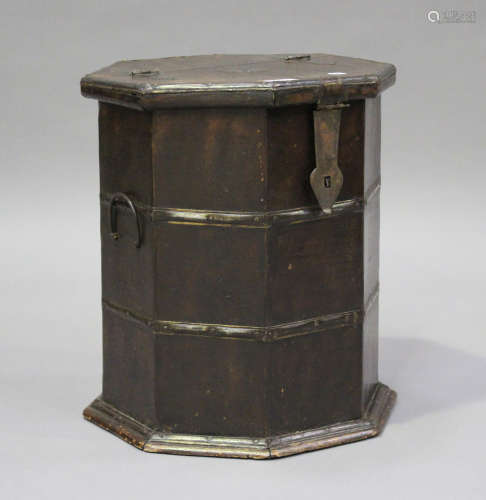 An early 20th century Eastern softwood and metal bound octag...
