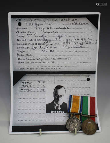 A 1914-18 British War Medal and a Mercantile Marine War Serv...