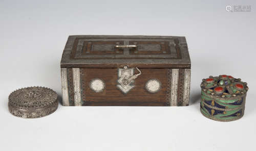 A 19th century Eastern hardwood and white metal mounted box,...