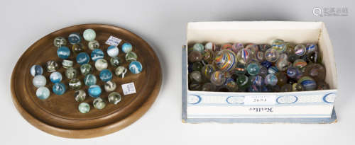 A collection of Victorian and later glass marbles, diameters...