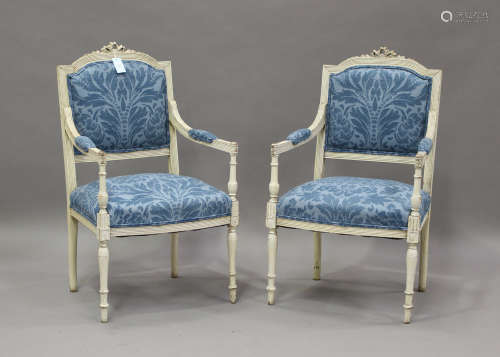 A pair of late 19th/early 20th century French white painted ...