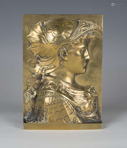 A late 19th century French cast bronze relief plaque, finely...