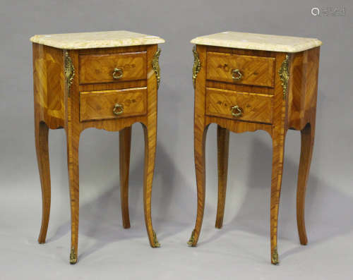 A pair of 20th century French kingwood and gilt metal mounte...