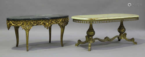 A 20th century Louis XVI style giltwood coffee table with gr...