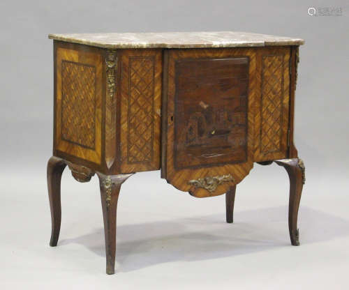 A 19th century French kingwood parquetry veneered side cabin...