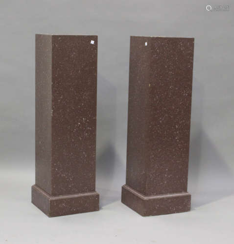 A pair of modern simulated marble pedestals, height 106cm, w...
