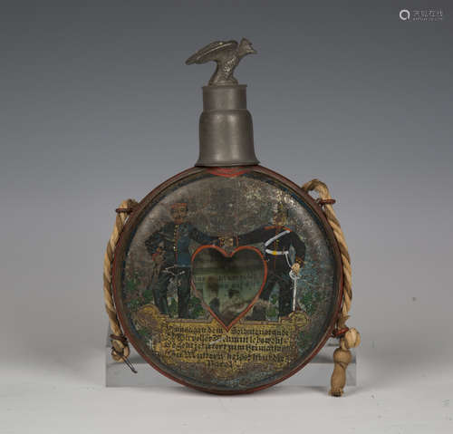 A pre-First World War German regimental flask, the glass-bod...