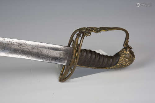 A George III period officer's sabre with curved single-edged...