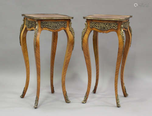 A pair of late 20th century Louis XV style kingwood and parq...