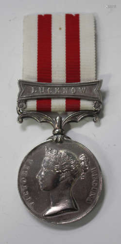 An Indian Mutiny Medal with bar 'Lucknow' to 'Cr Serjt J.Ste...