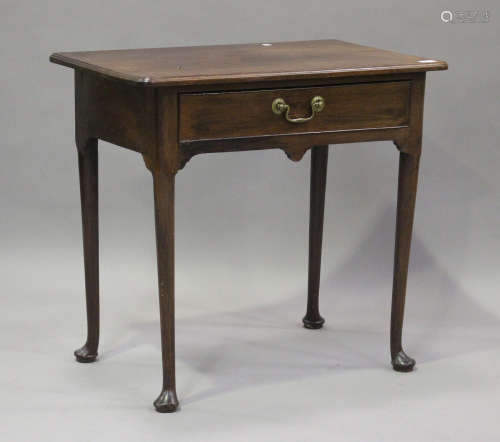A George III mahogany side table, fitted with a single drawe...