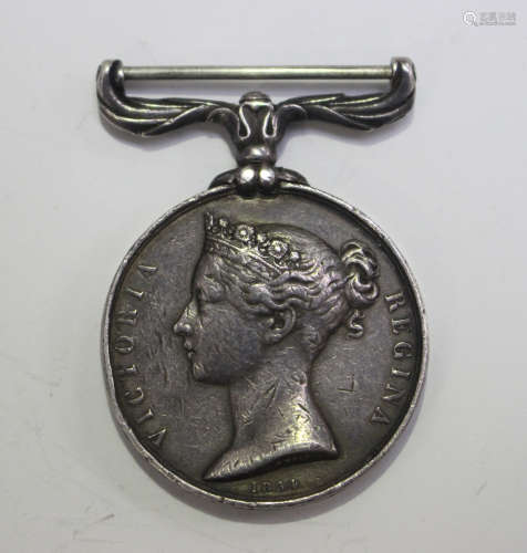 A Crimea Medal, without bars, with impressed naming to 'Robt...