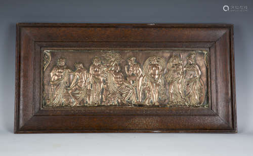 A late Victorian pressed copper Neoclassical Revival panel w...