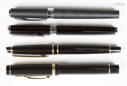 A group of four fountain pens, comprising a Conway Stewart l...
