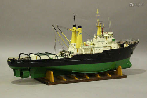 A late 20th century remote control model of the tugboat ship...