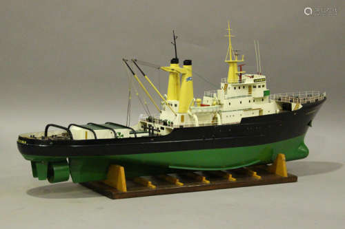 A late 20th century remote control model of the tugboat ship...