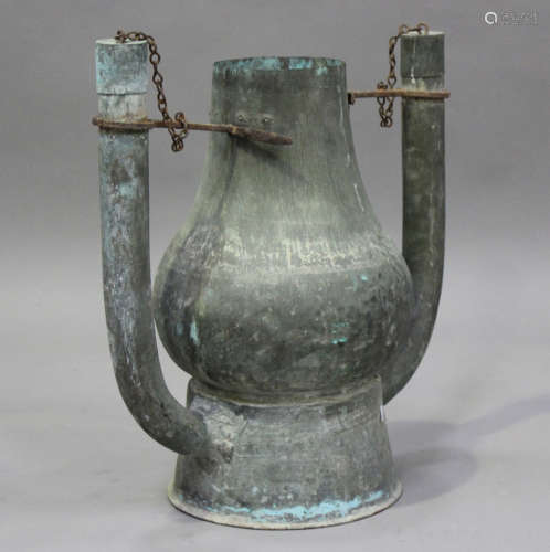 A rare 18th century French patinated copper bath water heate...