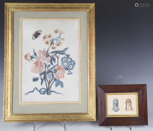 A 19th century watercolour on paper still life of two pieces...