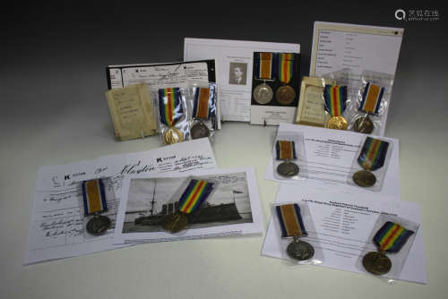 Six 1914-18 British War Medal and Victory Medal pairs to 'K....