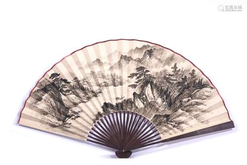 A CHINESE ANONYMOUS LANDSCAPE FAN PAINTING