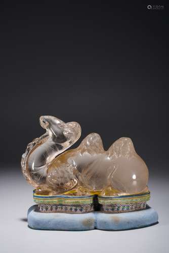 A CHINESE CRYSTAL CARVED CAMEL MODEL