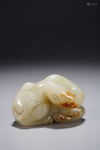 A CHINESE WHITE JADE CARVING OF CAMEL