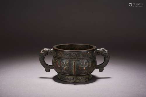 A CHINESE BRONZE 'TAOTIE' CENSER