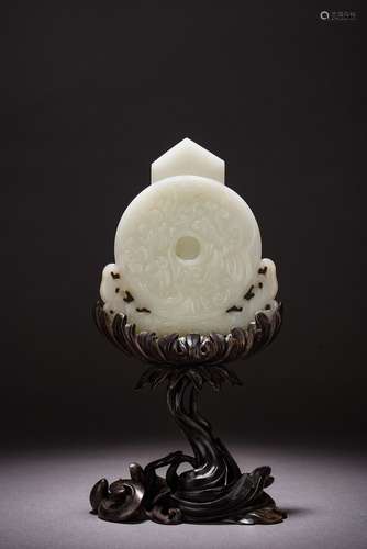 A CHINESE WHITE JADE 'GUI' DISC BI