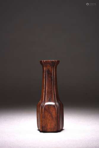 A HUANGHUALI CARVED LOBED INCENSE VASE