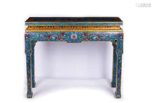 A CHINESE CLOISONNE ENAMEL ALTAR TABLE