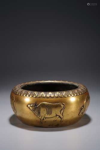 A CHINESE BRONZE 'HORSE' CENSER