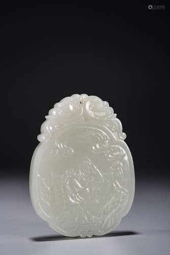 A CHINESE WHITE JADE 'FIGURE' PLAQUE