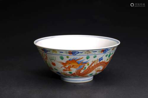 A CHINESE FAMILLE ROSE 'DRAGON AND PHOENIX' BOWL