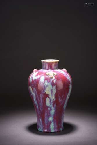 A CHINESE FLAMBE GLAZED MEIPING VASE
