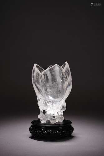 A CHINESE ROCK CRYSTAL CARVED 'MAGNOLIA' VASE