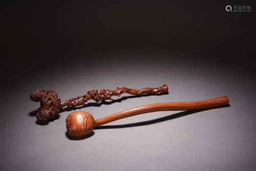 A SET OF CHINESE BOXWOOD RUYI SCEPTERS